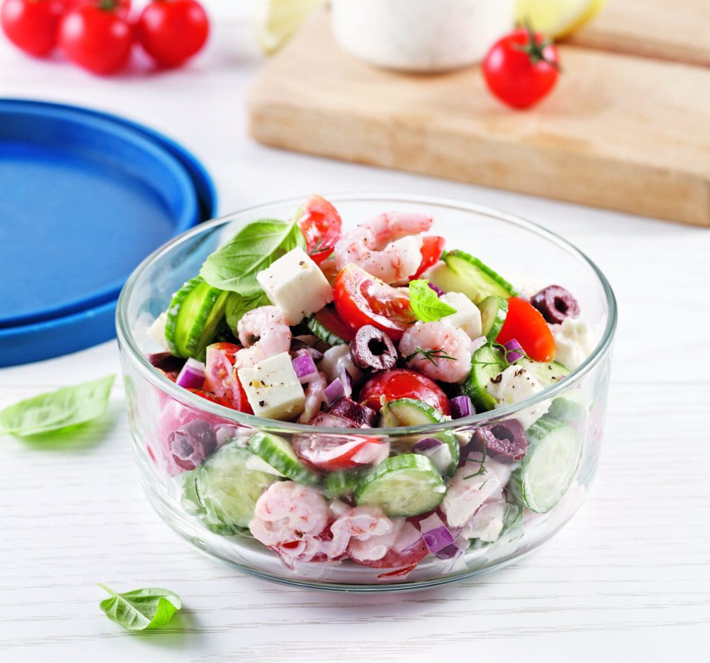 Delicious creamy tomato and shrimp salad