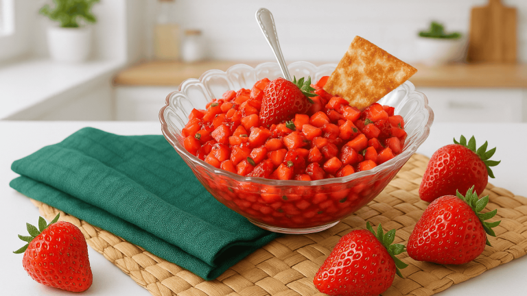 Salsa de fraises et croustilles sucrées