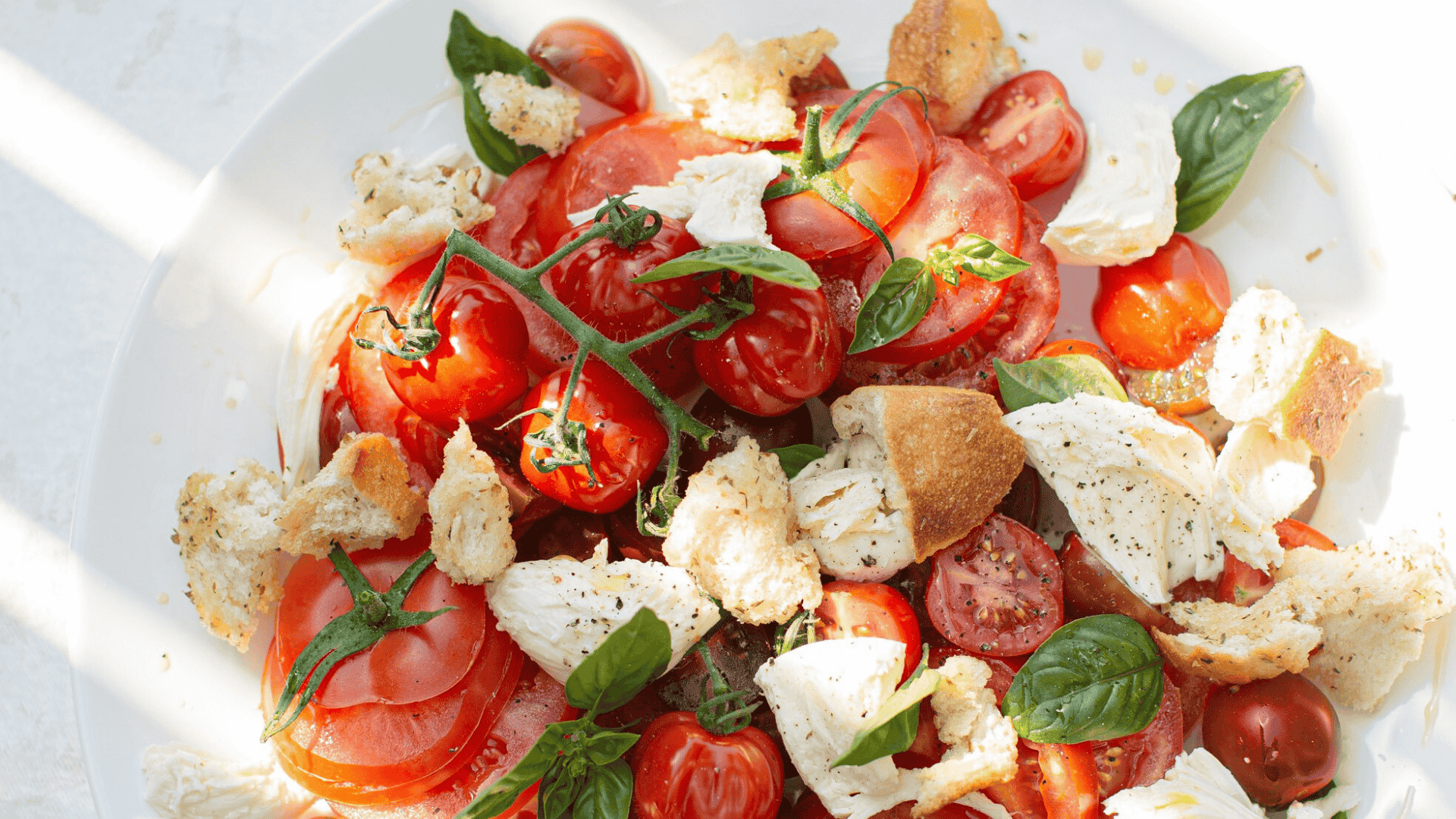 Panzanella with Fresh and BBQ-Confit Cocktalio Tomatoes